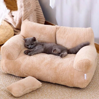 Luxury Cat Bed Sofa Winter Warm Plush Cat Nest Pet Bed for Small ...